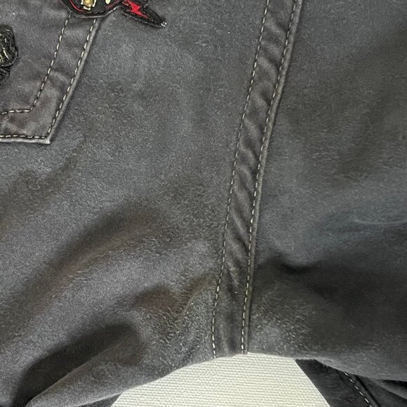 Robins Jean Vintage Womens 31 Rock N Roll Grey Jeans Cross Angel Embroidery - Picture 8 of 14